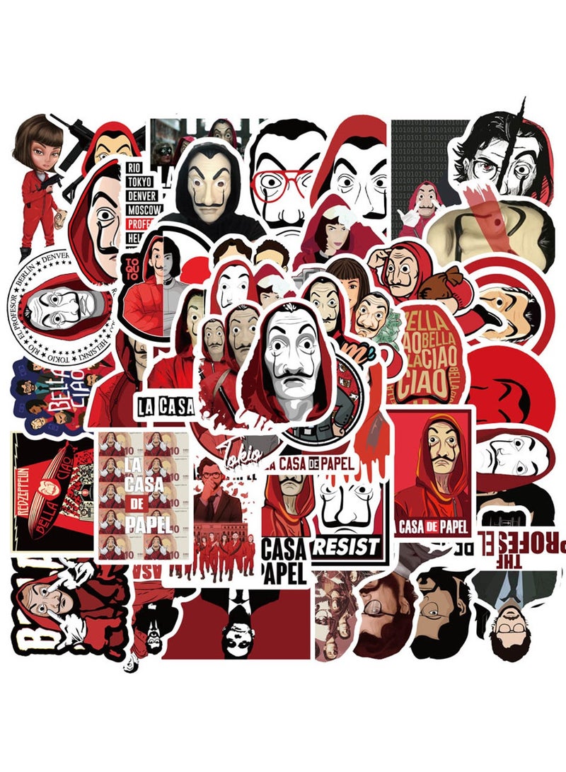 general 50-Piece La Casa De Papel Cute Vinyl Waterproof Sticker