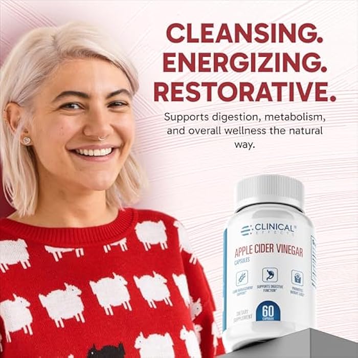 Clinical Effects Apple Cider Vinegar Capsules - 1300mg Pure Apple Cider Vinegar for Weight Management, Heart Health, and Energy Support - 60 Veggie ACV Pills - Made in The USA - Image 3