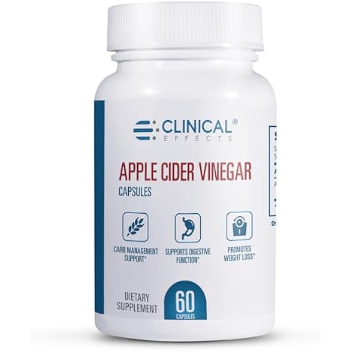Clinical Effects Apple Cider Vinegar Capsules - 1300mg Pure Apple Cider Vinegar for Weight Management, Heart Health, and Energy Support - 60 Veggie ACV Pills - Made in The USA - Image 1