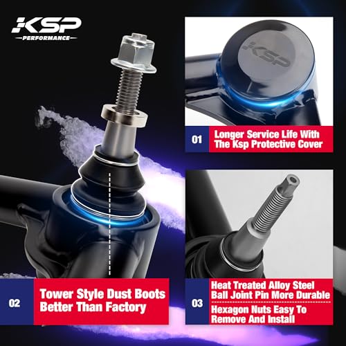 KSP PERFORMANCE KSP 2-4" K1500 Upper Control Arms, Adjustable Front Control Arm Compatible With Chevy GMC K1500 1988-1999, Aftermarket Steel UCA With Greasable Ball Joint fit Blazer Tahoe Yukon Year Before 1999 - Image 3