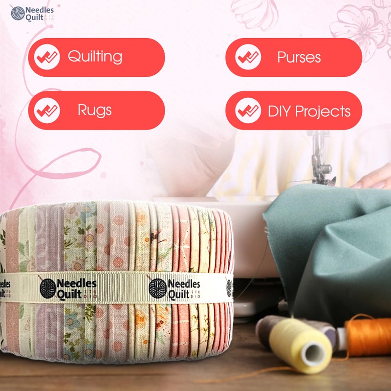 NEEDLES QUILT STUDIO Jelly Roll for Quilting Clearance 40 Strip 2.5" x 44" | Cotton Strips Bundles â€“ Perfect Quilting Fabric for Sewing, Precut Quilt Projects, and DIY Crafts (Blushing Bouquet) - Image 5