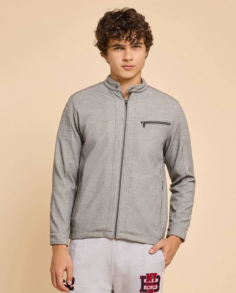 R&b Textured Knit Jacket with Zipper Closure