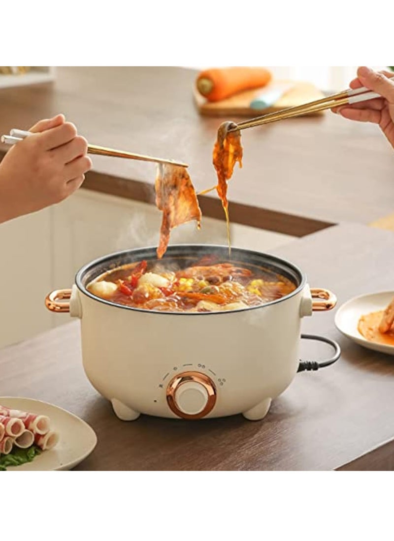Arabest 24cm Multifunctional Cooking Pot, Deep Wall Design Safe Temperature Control 3 Gear Knob Electric Pot High Power Steaming and Cooking Coating Liner for Kitchens  - Image 1