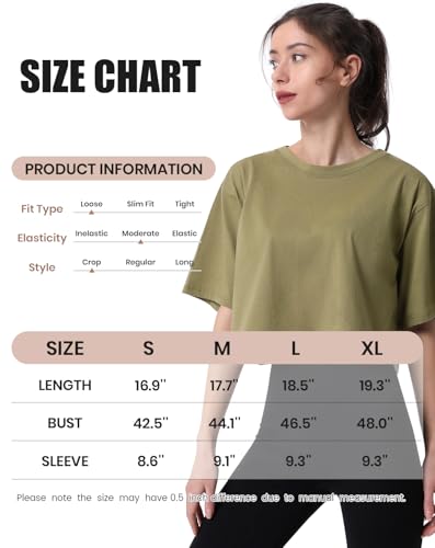 Cosy Pyro 4-Pack Women's Cotton Crop T-Shirts Short Sleeve Solid Cropped Athletic Top Round Neck Casual Workout Yoga Tees Black/Gray/White/Army M - Image 5