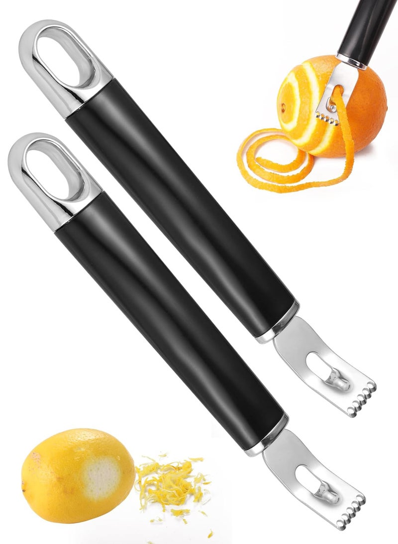 كيلا 2 قطعة سكين فضي من الفولاذ المقاوم للصدأ فضي اللون من الفولاذ المقاوم للصدأ، مجموعة أدوات تزيين الكوكتيل الاحترافية 2 في 1، أداة تقشير فائق الحدة لتقشير قشرة الليمون والفاكهة البرتقالية والليمون في المطبخ - Image 1