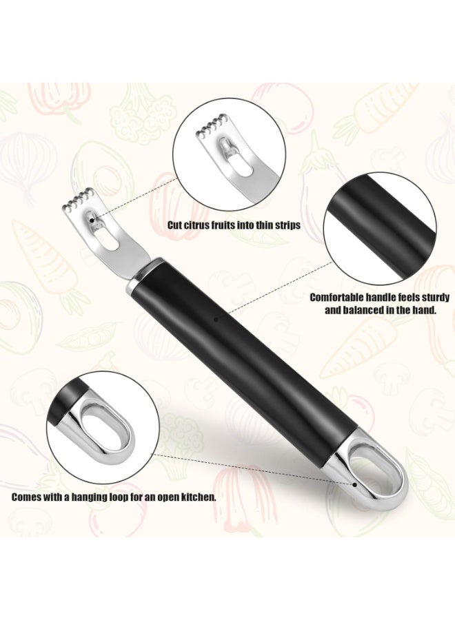 كيلا 2 قطعة سكين فضي من الفولاذ المقاوم للصدأ فضي اللون من الفولاذ المقاوم للصدأ، مجموعة أدوات تزيين الكوكتيل الاحترافية 2 في 1، أداة تقشير فائق الحدة لتقشير قشرة الليمون والفاكهة البرتقالية والليمون في المطبخ - Image 3