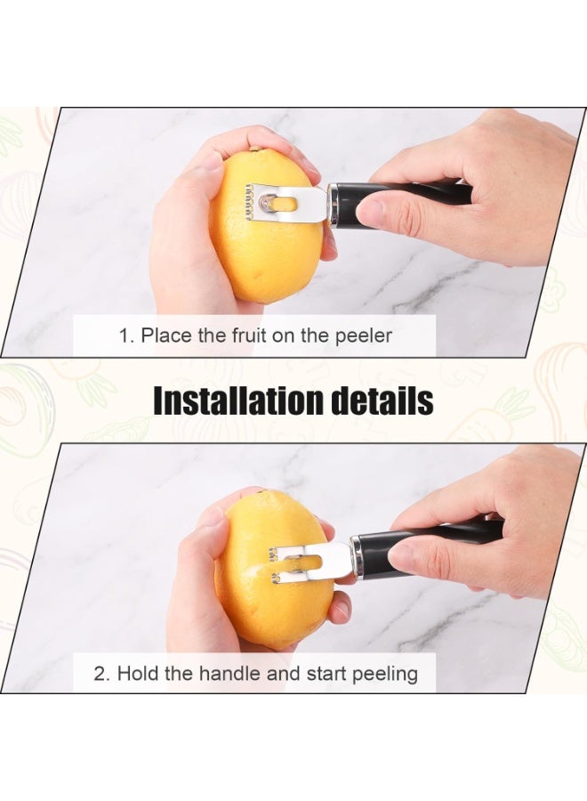 كيلا 2 قطعة سكين فضي من الفولاذ المقاوم للصدأ فضي اللون من الفولاذ المقاوم للصدأ، مجموعة أدوات تزيين الكوكتيل الاحترافية 2 في 1، أداة تقشير فائق الحدة لتقشير قشرة الليمون والفاكهة البرتقالية والليمون في المطبخ - Image 5