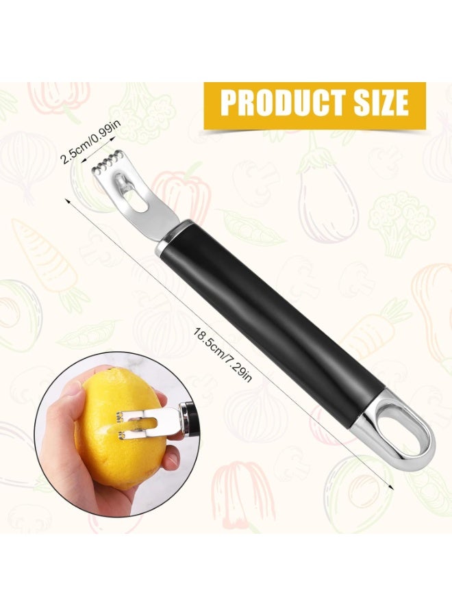 كيلا 2 قطعة سكين فضي من الفولاذ المقاوم للصدأ فضي اللون من الفولاذ المقاوم للصدأ، مجموعة أدوات تزيين الكوكتيل الاحترافية 2 في 1، أداة تقشير فائق الحدة لتقشير قشرة الليمون والفاكهة البرتقالية والليمون في المطبخ - Image 4