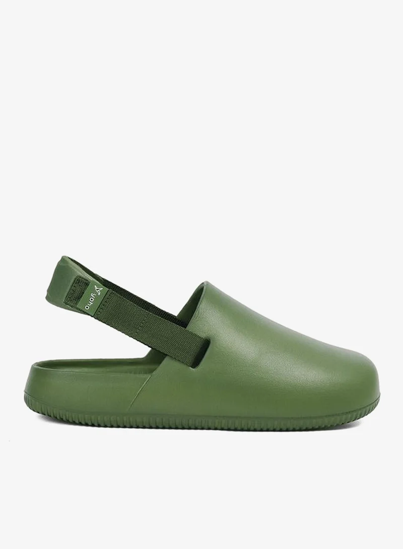 YOHO Men Olive Glide Clogs with Adjustable Strap