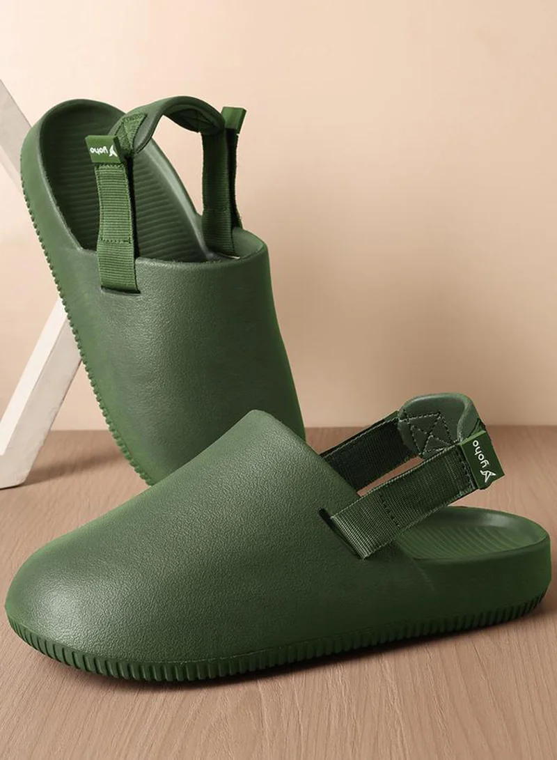 YOHO Men Olive Glide Clogs with Adjustable Strap