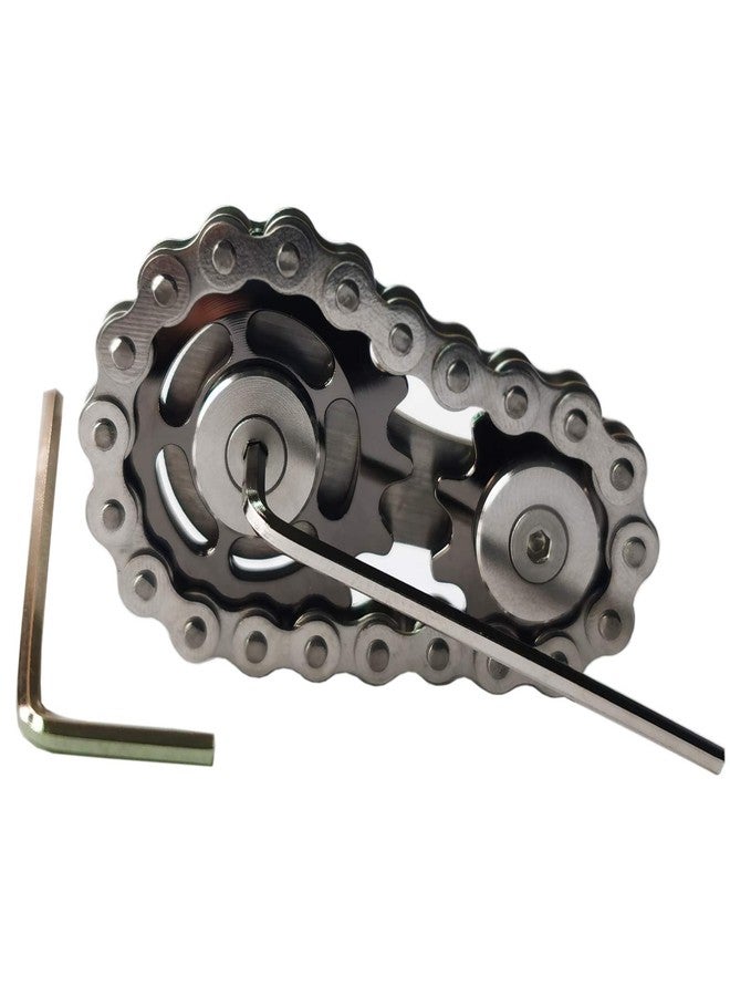 Bitopbi Sprocket Fidgets Chain Stainless Steel Fidget Cube Gears Linkage Bike Chain Novelty Fidget Block Kinetic Desk Toy Metal EDC Focus Meditation Break Bad Habits ADHD (Gunmetal) - Image 1