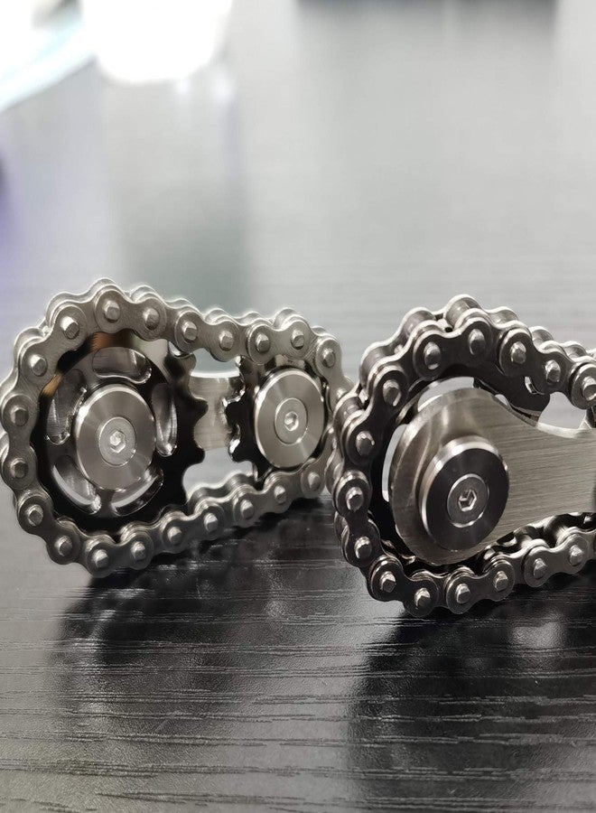 Bitopbi Sprocket Fidgets Chain Stainless Steel Fidget Cube Gears Linkage Bike Chain Novelty Fidget Block Kinetic Desk Toy Metal EDC Focus Meditation Break Bad Habits ADHD (Gunmetal) - Image 3