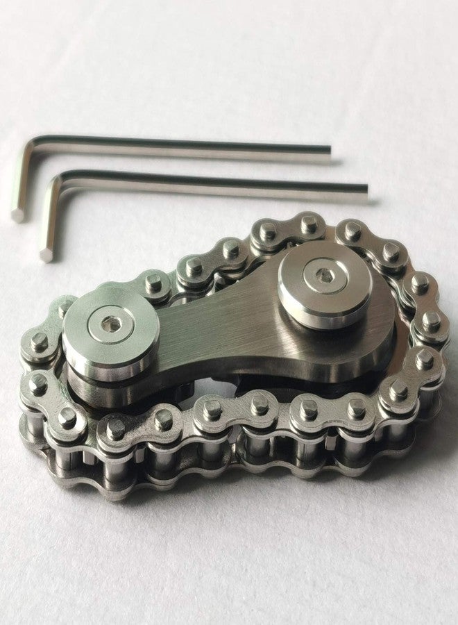Bitopbi Sprocket Fidgets Chain Stainless Steel Fidget Cube Gears Linkage Bike Chain Novelty Fidget Block Kinetic Desk Toy Metal EDC Focus Meditation Break Bad Habits ADHD (Gunmetal) - Image 2