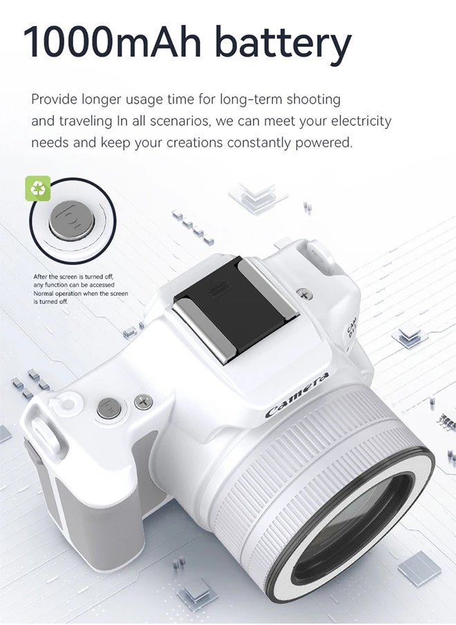 Generic - D11 Rotating Lens Digital Camera Dual Camera Mini DSLR for Vlogging Selfie HD Portable Travel Photography, 48MP, 2inch IPS Screen, Auto Focus 16X Zoom with 128G Memory Card - Image 1