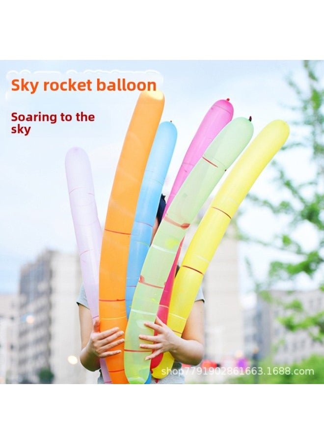 Thickened Non-toxic Rocket Strip Balloon Soaring Into The Sky Will Ring Will Fly The Square Children Baby Fart Balloon Wholesale-Color:Thickened Rocket Balloon 50 (random Color)  - Image 2