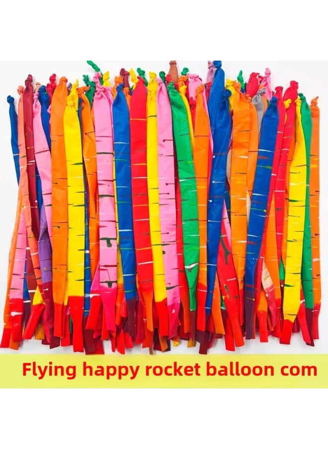 Thickened Non-toxic Rocket Strip Balloon Soaring Into The Sky Will Ring Will Fly The Square Children Baby Fart Balloon Wholesale-Color:Thickened Rocket Balloon 50 (random Color)  - Image 3
