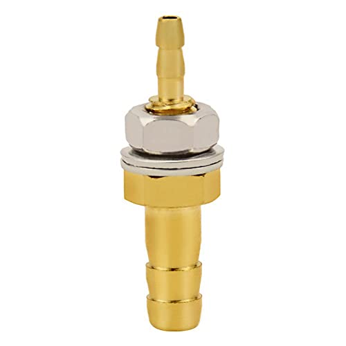 Joywayus 1/8''× 1/4'' Reducer Hose Barb Thru-Bulk Head Hex Union Brass Fitting with Flat Washer Gasket Water/Fuel/Air - Image 3
