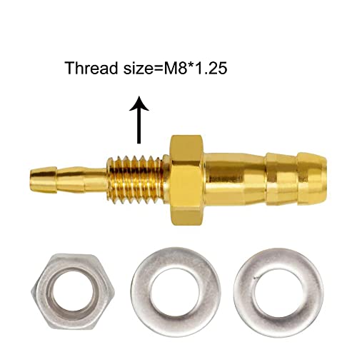 Joywayus 1/8''× 1/4'' Reducer Hose Barb Thru-Bulk Head Hex Union Brass Fitting with Flat Washer Gasket Water/Fuel/Air - Image 2