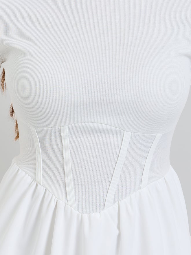 Styli Pink Corset Waist A-Line Midi Dress - Image 4