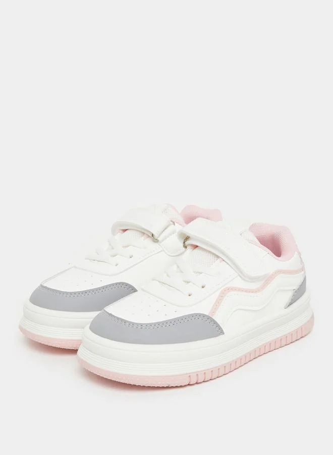 Styli Styli Girls White Contrast Panel Sneakers