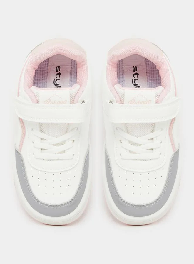 Styli Styli Girls White Contrast Panel Sneakers