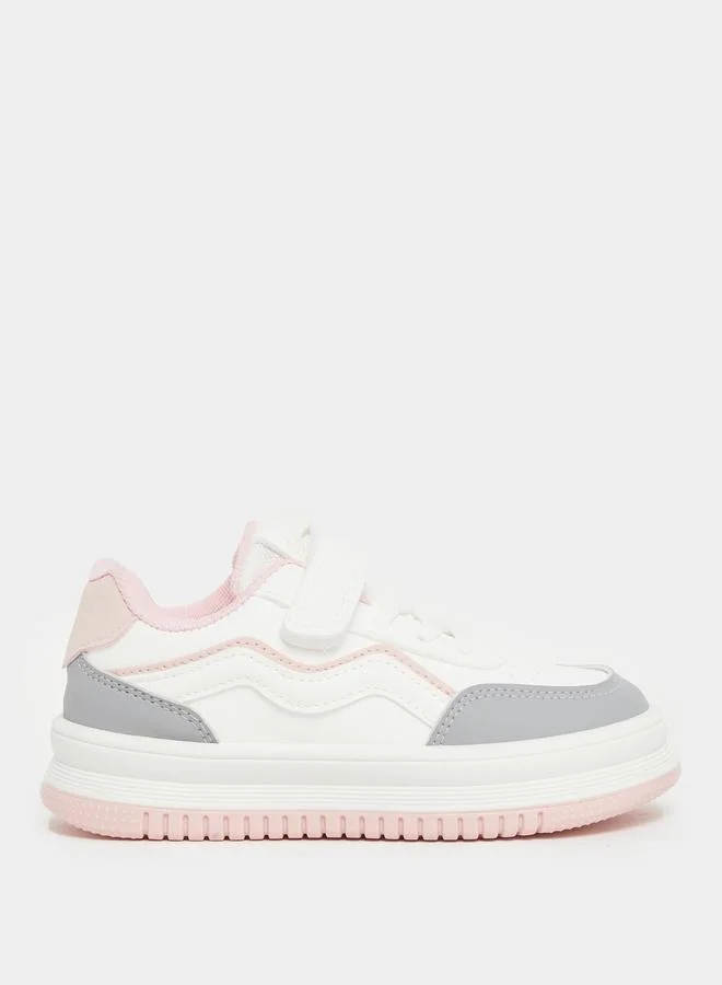 Styli Styli Girls White Contrast Panel Sneakers