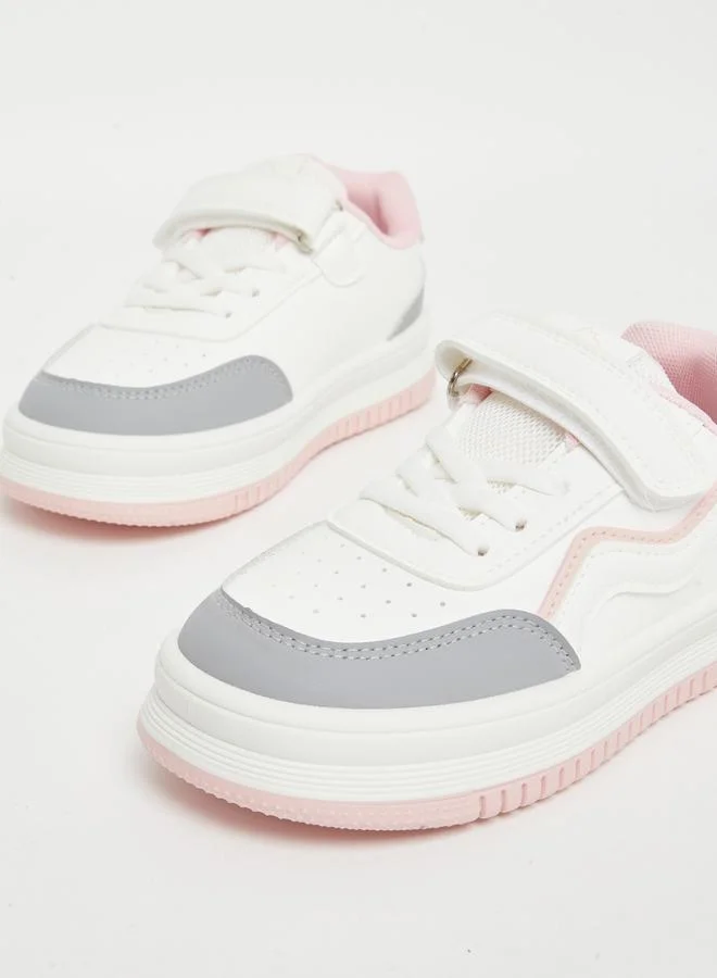 Styli Styli Girls White Contrast Panel Sneakers