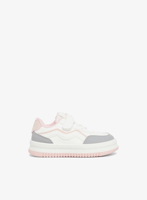 Girls White Contrast Panel Sneakers