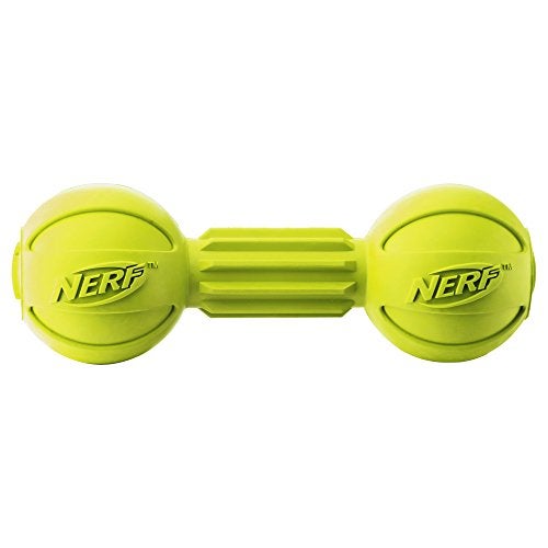 Nerf Dog Rubber Chew Barbell Dog Toy for Aggressive Chewers, Lightweight, Durable and Water Resistant, 7.5 Inches, for Medium/Large Breeds, Single Unit, Green (6994) - Image 3