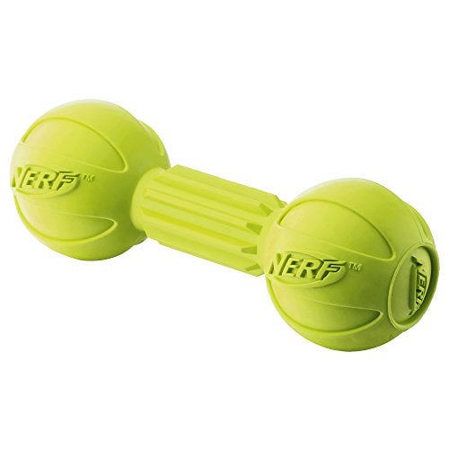 Nerf Dog Rubber Chew Barbell Dog Toy for Aggressive Chewers, Lightweight, Durable and Water Resistant, 7.5 Inches, for Medium/Large Breeds, Single Unit, Green (6994) - Image 4