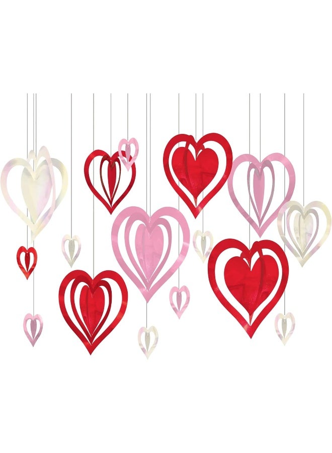 Amscan 3D Heart Decoration Kit - 3 3/4" - 12" | Assorted Color | 16 Ps.