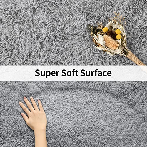 Merelax Soft Modern Indoor Shaggy Area Rug for Bedroom Livingroom Dorm Kids Room Home Decorative, Non-Slip Plush Fluffy Furry Fur Rugs Comfy Nursery Accent Floor Carpet 2x3 Feet, Grey - Image 5