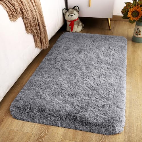Merelax Soft Modern Indoor Shaggy Area Rug for Bedroom Livingroom Dorm Kids Room Home Decorative, Non-Slip Plush Fluffy Furry Fur Rugs Comfy Nursery Accent Floor Carpet 2x3 Feet, Grey - Image 2