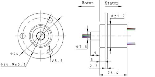 Taidacent 3 Wire 4 Wire 5A 10A 15A 30A Electrical Slip Ring Collector Ring Rotary Electrical Contact Joint Rotary Connector Commutator (10A Diameter 22mm) - Image 3