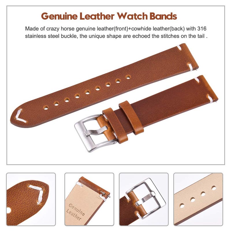 Ritche أحزمة ساعة جلدية أصلية كلاسيكية 20 مم لساعة أوميغا × سواتش مونسواتش مع إطلاق سريع، أحزمة جلدية عتيقة متوافقة مع ساعة تيمكس ويكندر للرجال، هدايا الفيل الأبيض، هدايا صغيرة للرجال - Image 4