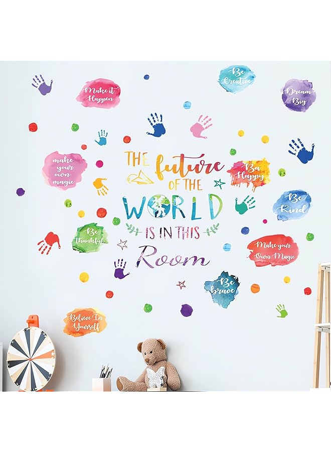 erorex Colorful Wall Stickers For Kids Kids Inspirational Quotes And Handprint Wall Decals Décor Self Adhesive Rainbow Wall Stickers Kids Wall Stickers For Classroom Library Kids Bedroom - Image 2