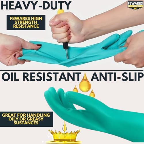 F8WARES 13 Inch Long Nitrile Rubber Gloves For Chemical Use - Hand Gloves For Bathroom Cleaning - Hand Gloves For Washing Utensils - Washing Gloves For Kitchen Tools & Cleaning Supplies ,1 Pair - Image 2