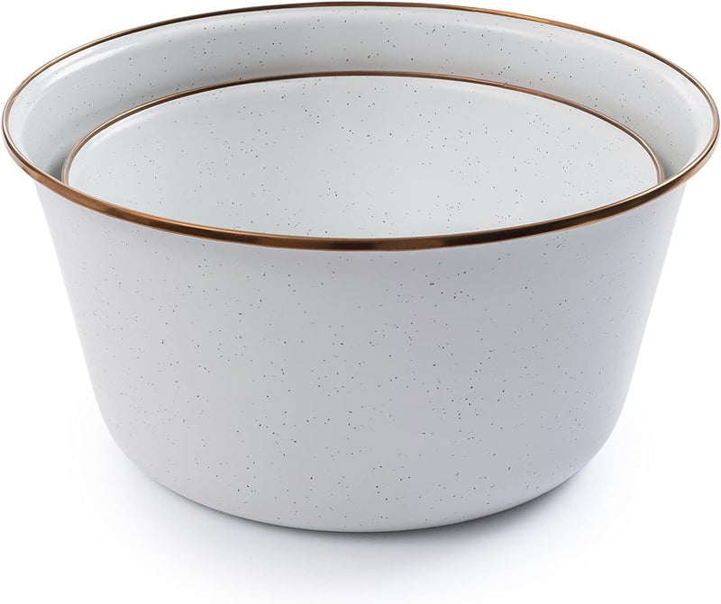 BareBones Enamel Mixing Bowl Set of 2 - Eggshell - Image 1