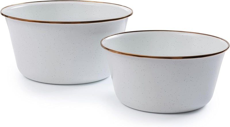 BareBones Enamel Mixing Bowl Set of 2 - Eggshell - Image 4