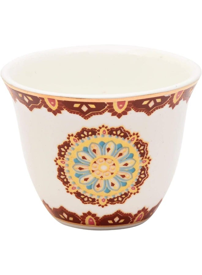 Shallow Bone China Moroccan 12-Piece Cawa Set, Multicolor - Image 1
