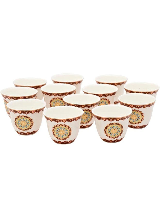 Shallow Bone China Moroccan 12-Piece Cawa Set, Multicolor - Image 3