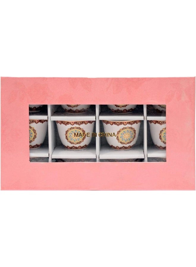 Shallow Bone China Moroccan 12-Piece Cawa Set, Multicolor - Image 2