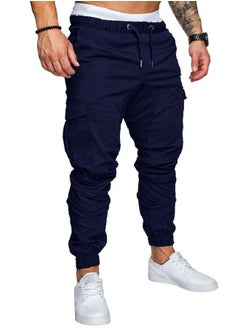 Men's Solid Color Casual Tie Elastic Sports Pants