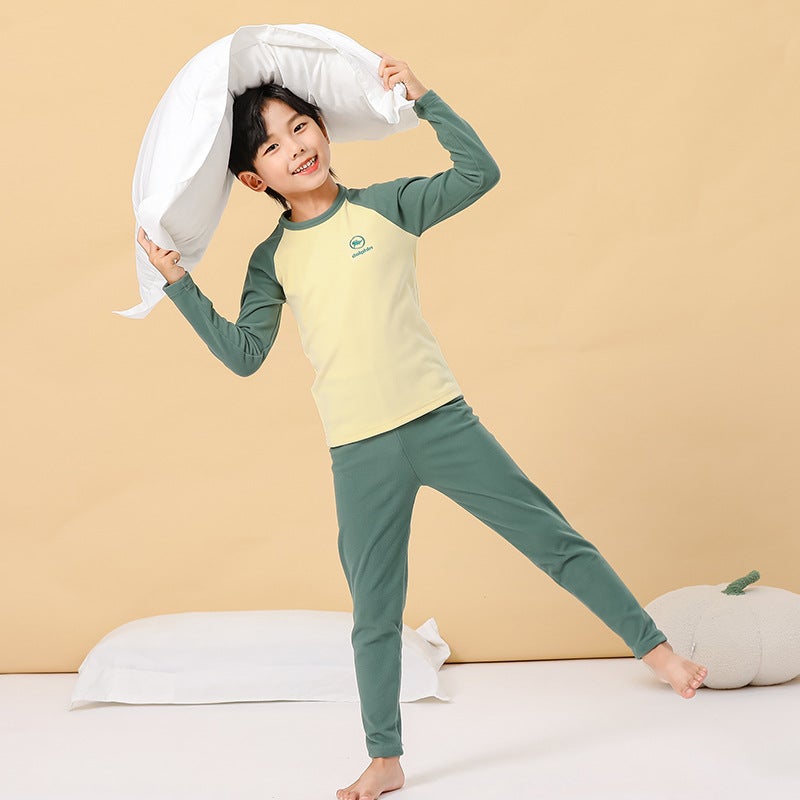 Boys' Autumn Clothes Long Pants Suit Bottoming Medium And Big Children'S Sweater Pants Pajamas Girls' Children'S Thermal Underwear - Image 1