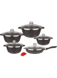 HK 12-Piece Granite-Coated Nonstick Pan, Stockpot, Frying Pan and Pot Set  - Image 1