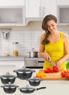 HK 12-Piece Granite-Coated Nonstick Pan, Stockpot, Frying Pan and Pot Set  - Image 2