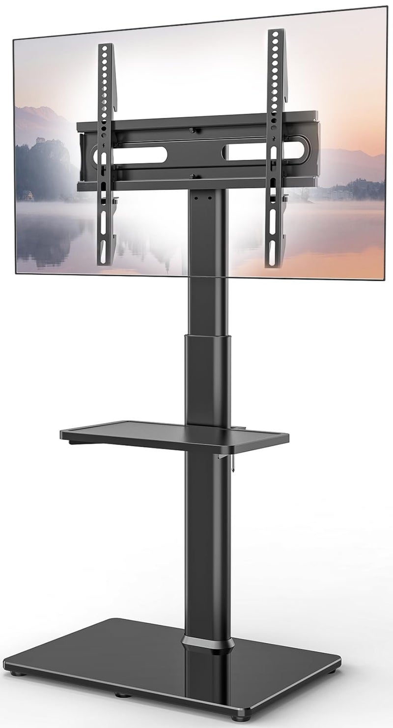 AX WABER Universal Floor TV Stand with Mount 70 Degree Swivel 9 Level Height Adjustable and Space Saving Design for Most 27 to 65 inch LCD, LED OLED TVs One Shelf - Image 1