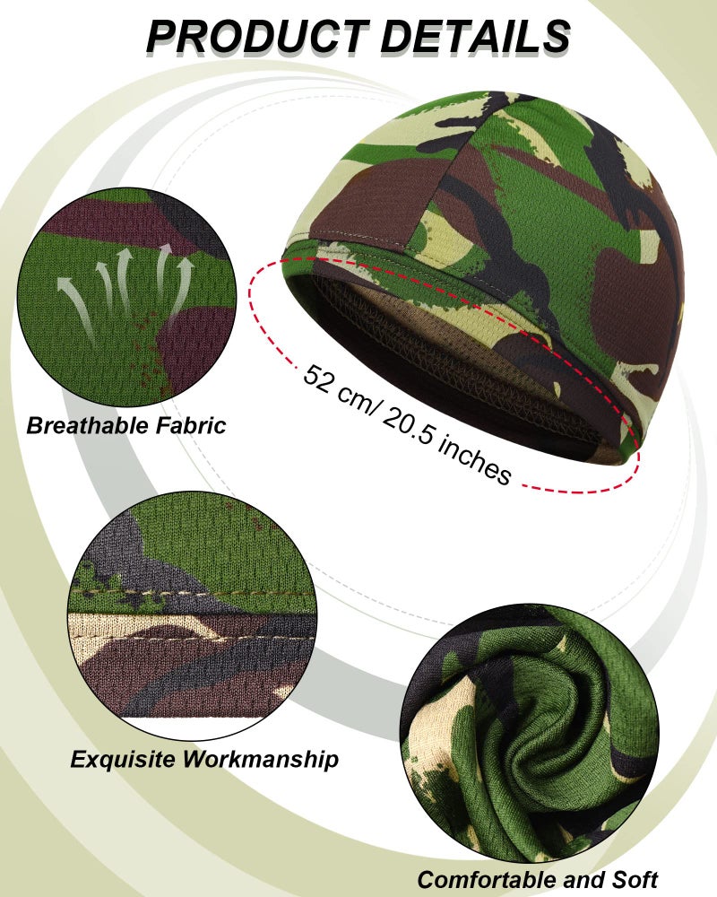 Jeere 9 Pcs Cooling Skull Cap Camo Liner Sweat Wicking Lightweight Cycling Cap Running Head hat for Men Women(Camouflage,Olive) - Image 2