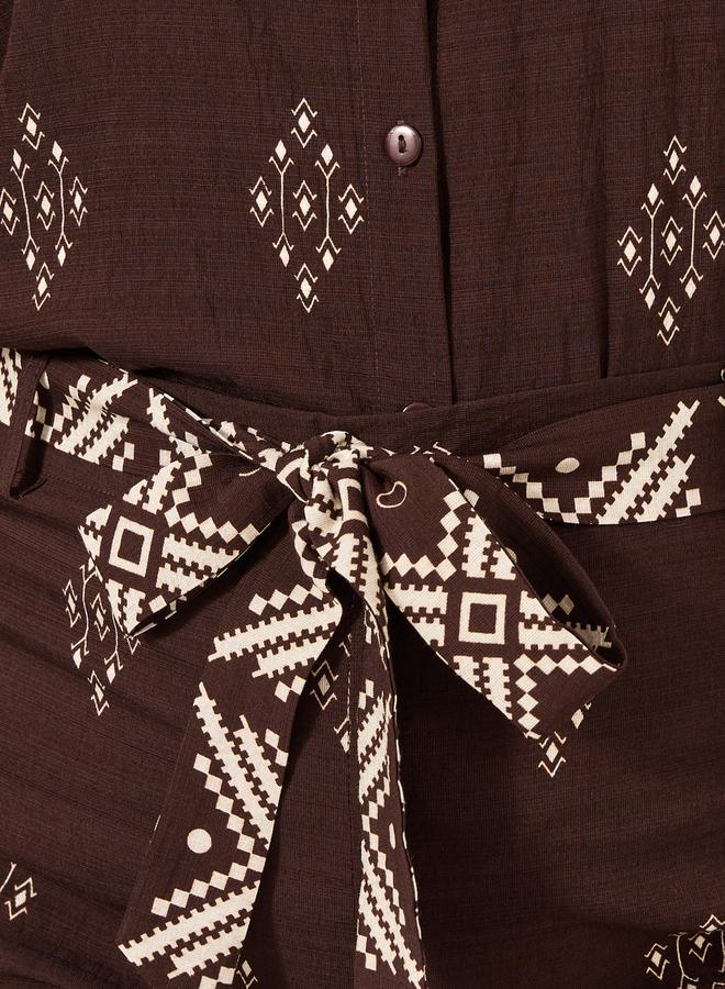 Plus Size Printed Oversized Shirt and Wide Leg Trousers Co-Ords