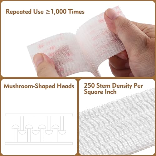 Bulina 3M Dual Lock SJ3560 1"x 2" 10PCS Clear Reclosable Fastener Heavy Duty Interlocking Tape Mushroom Shaped Sticky Hook Lock Mounting Tape for EZ Pass Holder Indoor Outdoor Use - Image 2